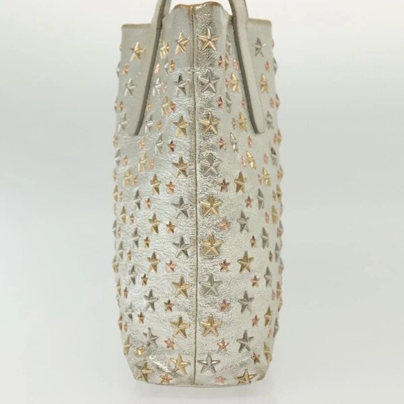 Jimmy Choo Studs Tote Bag Leather Champagne Gold Auth bs28966 - Picture 3 of 16